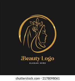 Plantilla para el logotipo del vector de belleza del hiyab femenino