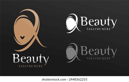 Women Hijab Beauty Vector Logo luxury elegan Template. Beauty hijab logo design with creative unique concept Premium Vector