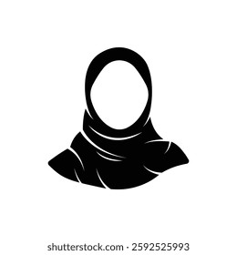 Women hijab icon. female saudi arab. islam lady. Beautiful muslim girl avatar. head scarf Eastern Women's Clothing logo. solid style pictogram. Vector illustration. Design on white background. EPS 10