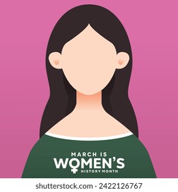 Women History Month. Vector illustration of women on a pink background. 
