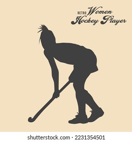 Women Hockey Player Silhouette Vector