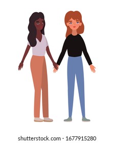 Women holding hands design of empowerment female power feminist people gender feminism young rights protest and strong theme Vector illustration