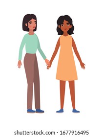 Women holding hands design of empowerment female power feminist people gender feminism young rights protest and strong theme Vector illustration
