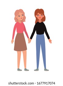 Women holding hands design of empowerment female power feminist people gender feminism young rights protest and strong theme Vector illustration