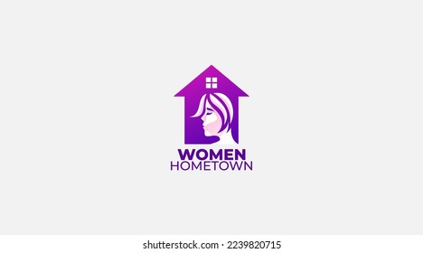 Women home town vector logo design illustration 