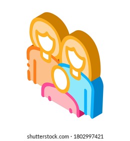 women homosexual family and child icon vector. isometric women homosexual family and child sign. color isolated symbol illustration