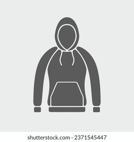 Women hoodie solid icon on a background. Black symbol sign. Editable stroke. Vector illustration.