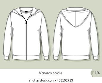 Women hoodie. Template for design, easily editable by layers.