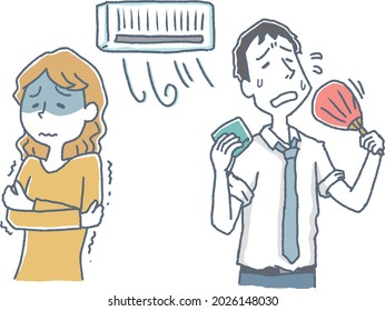 Women and hot men who get cold in the air conditioner