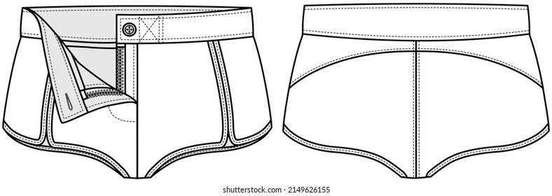 women hot shorts fashion flat sketch vector illustration