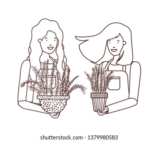 women with houseplant avatar character