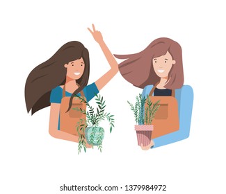 women with houseplant avatar character