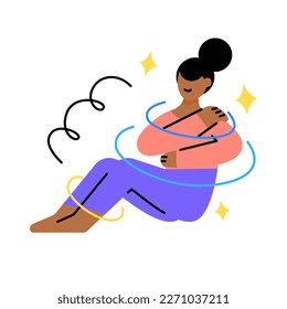 Women hug, and self-love herself