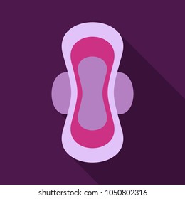 Women hygiene pad vector icon isolated on background with shadow. Hygiene pad type, feminine hygiene sanitary napkin product. Personal hygiene element in flat style.