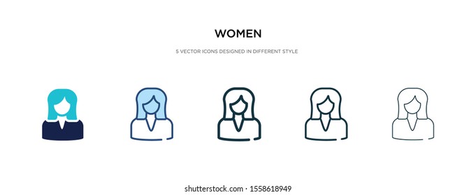 women icon in different style vector illustration. two colored and black women vector icons designed in filled, outline, line and stroke style can be used for web, mobile, ui