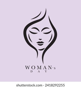 Women icon logo, modern flat design, paintbrush, hand draw vector