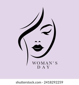 Women icon logo, modern flat design, paintbrush, hand draw vector