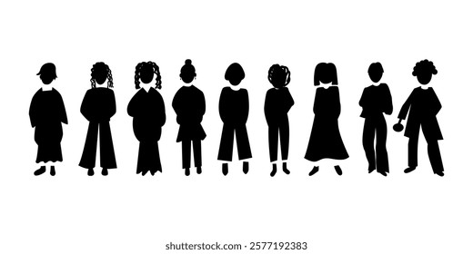 Women icon sat. Silhouettes, isolated, vetor.