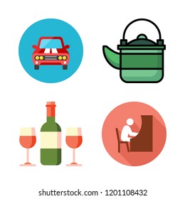 women icon set. vector set about wine, car, kettle and studying icons set.