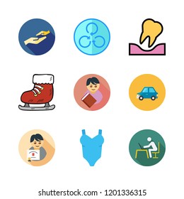women icon set. vector set about tooth, spin, charity and student icons set.