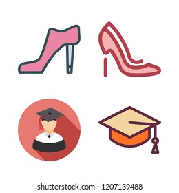 women icon set. vector set about high heels, mortarboard, high heel and graduate icons set.