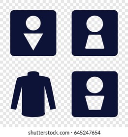 Women icons set. set of 4 women filled icons such as man wc, woman wc, male wc