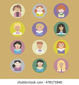 women. icons. set. vector illustration