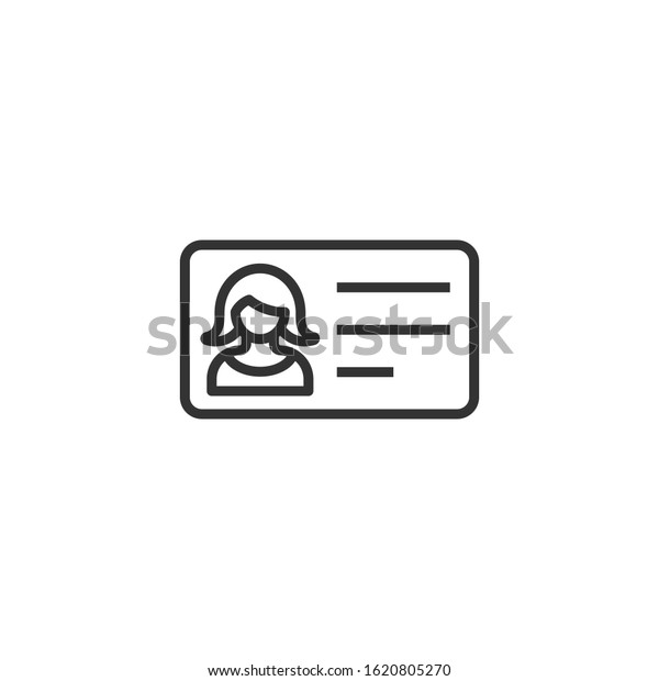 Women id card icon in flat style. Identity tag
vector illustration on white isolated background. Driver licence
business concept.