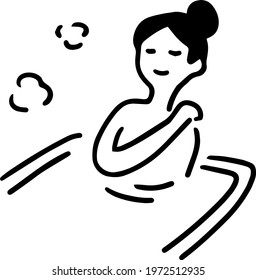 Women of illustrations relax slowly taking a bath
