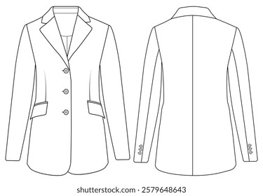 women jacket fashion Front and back vector illustration
