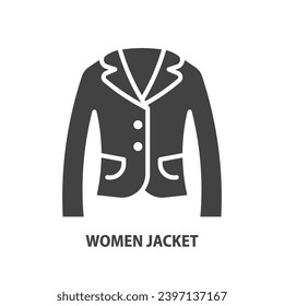 Icono de glifo de chaqueta femenina. Ilustración vectorial.