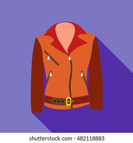 Women jacket icon in flat style isolated with long shadow vector illustration