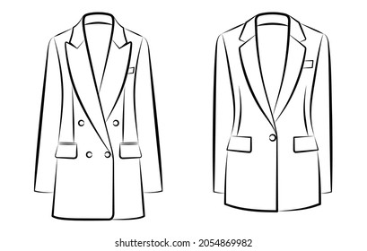 Women jackets and blazers isolated on white background
