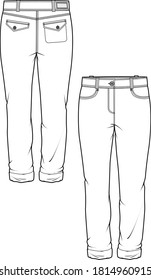 WOMEN JEAN PANTS VECTOR .