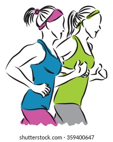 women jogging illustration