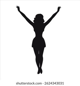 A women with joy black and white vector.
