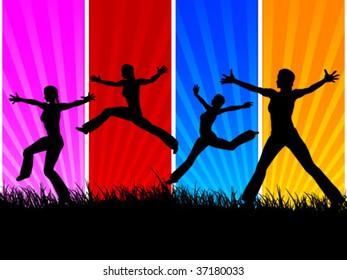 women jumping