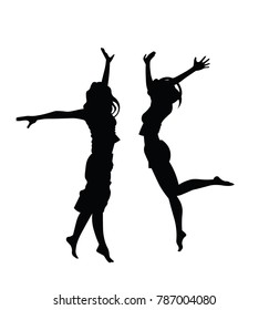 Women jumping silhouette