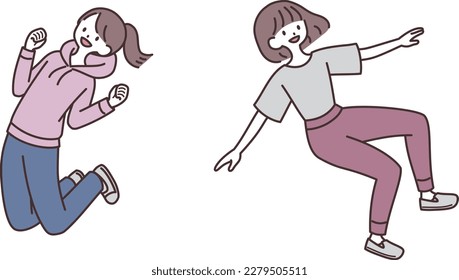 Women jumping with smiles on their faces