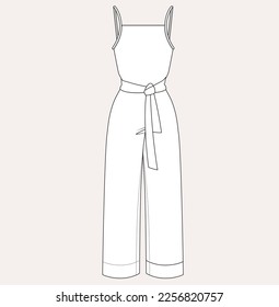 women jumpsuit flat sketch illustration