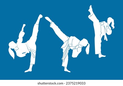 women karate silhouette vector. Boxing and competition silhouettes vector image,