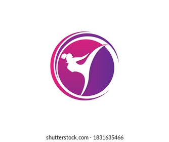 women kickboxing symbol logo design illustration.