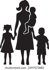Women with kids Vector image for multipurpose used for design, Women with kids vector, t-shirt design Women with kids vector, beautiful Women with kids for t-shirt design