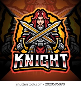 Women knight esport mascot logo design svg