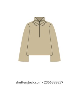 Women knitted sweater. Warm winter jumper cartoon style, female fashion clothes for cold weather, cozy knitwear wardrobe element. Vector illustration