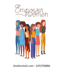 women with label empower women avatar character