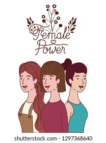 women with label female power avatar character