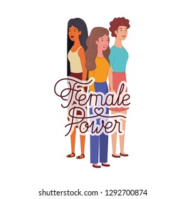 women with label female power character
