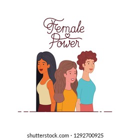 women with label female power character