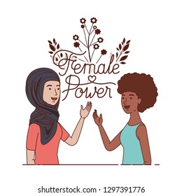 women with label female power character